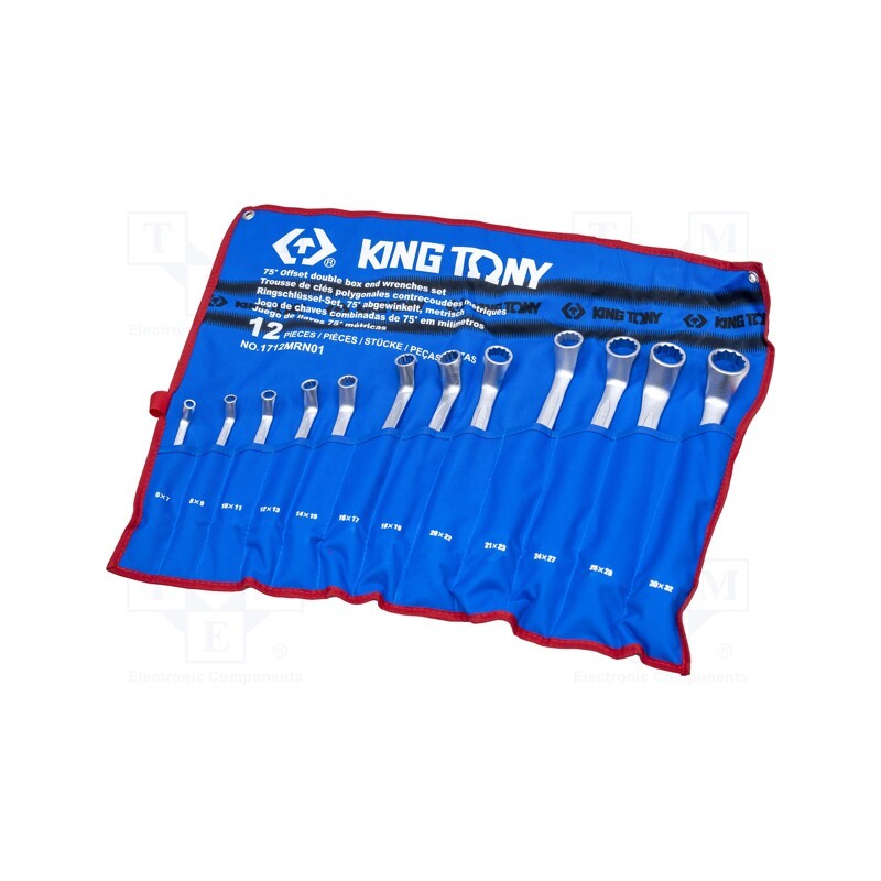 1 set x KING TONY - 1712MRN01 - Wrenches set, box,bent, 12pcs.