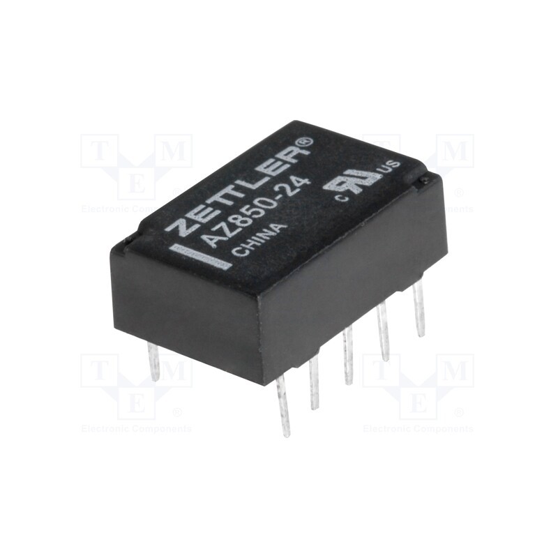 1 pcs x ZETTLER - AZ850-24 - Relay: electromagnetic, DPDT, Ucoil: 24VDC, 1A, 0.5A/125VAC, PCB