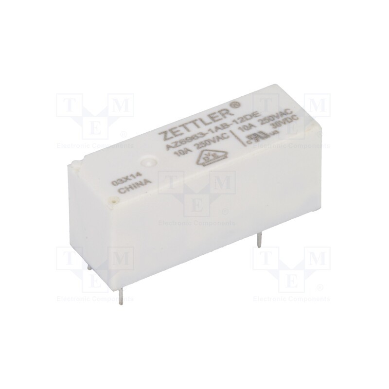1 pcs x ZETTLER - AZ6963-1AB-12DE - Relay: electromagnetic, SPST-NO, Ucoil: 12VDC, 10A, 10A/250VAC