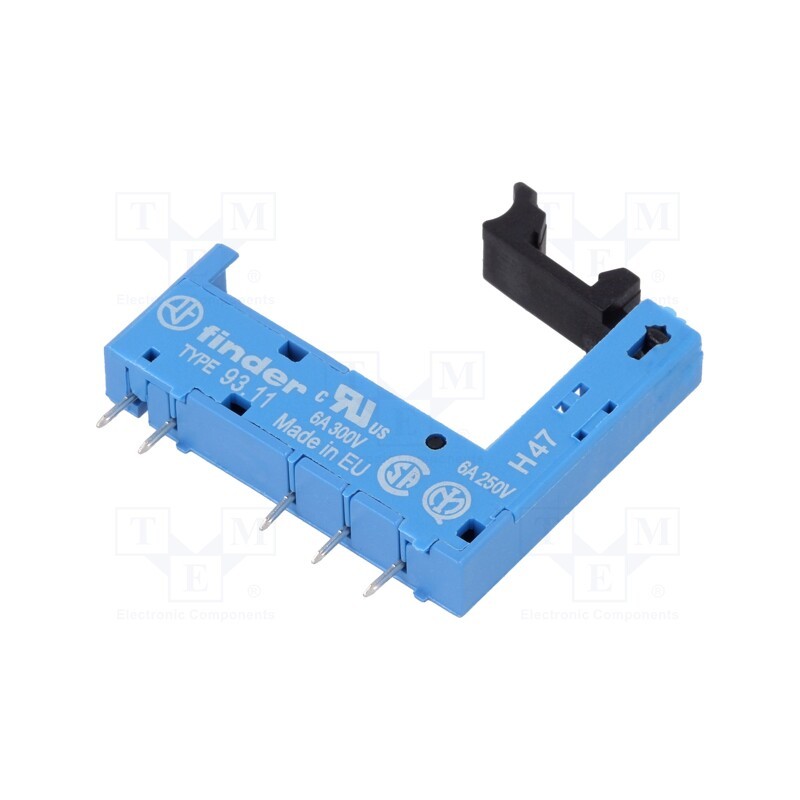 1 pcs x FINDER - 93.11 - Socket, PIN: 5, 6A, 250VAC, PCB, for PCB, Series: 34.51,34.81, IP20