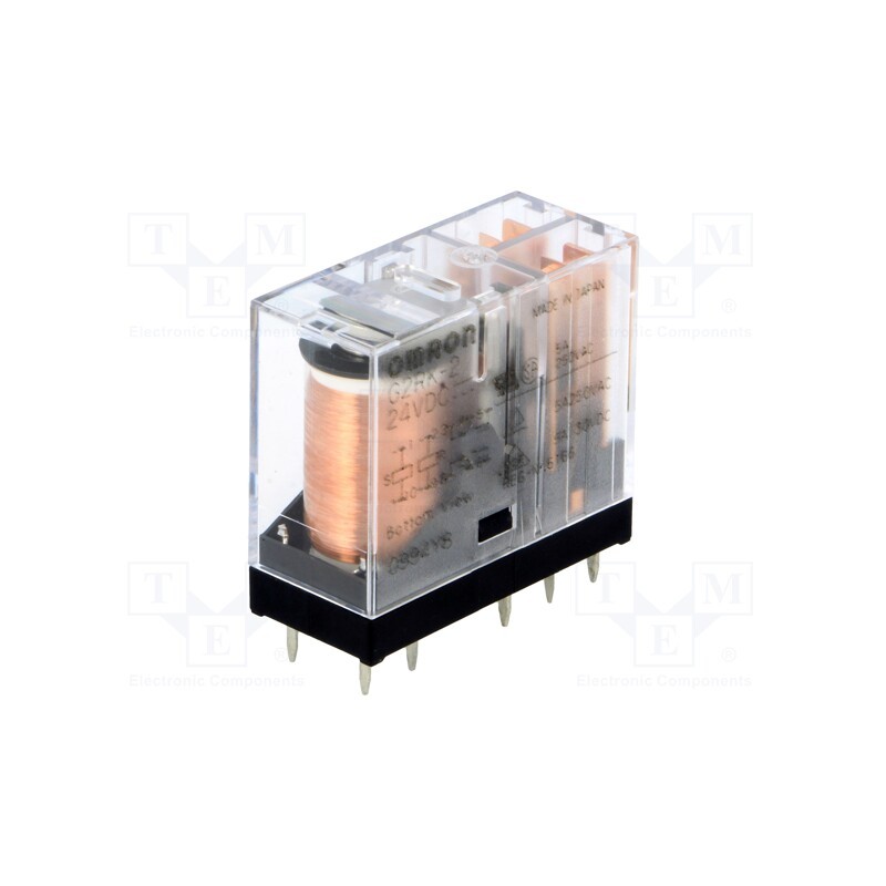 1 pcs x OMRON OCB - G2RK-2 24VDC - Relay: electromagnetic, DPDT, Ucoil: 24VDC, Icontacts max: 3A, PCB