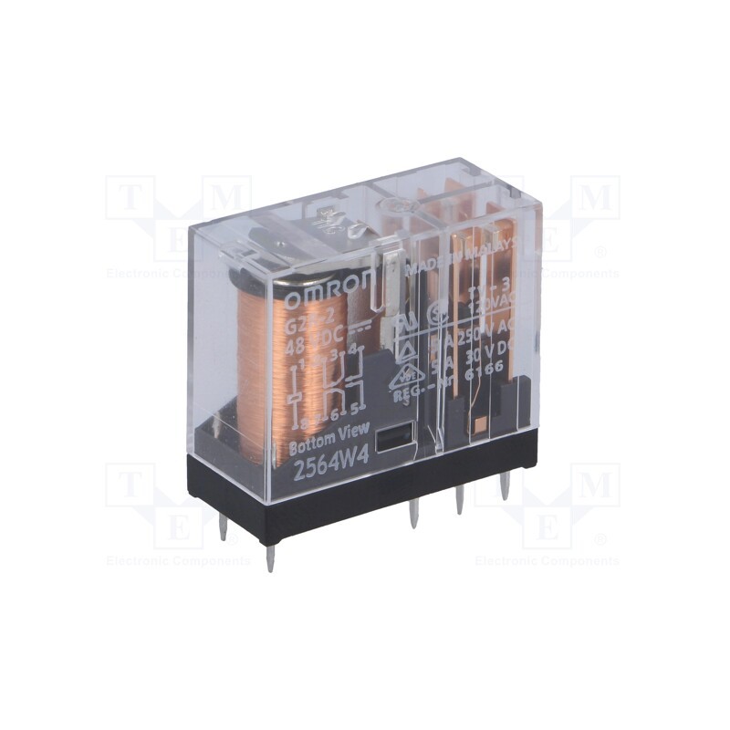 1 pcs x OMRON OCB - G2R-2 48VDC - Relay: electromagnetic, DPDT, Ucoil: 48VDC, Icontacts max: 5A, PCB