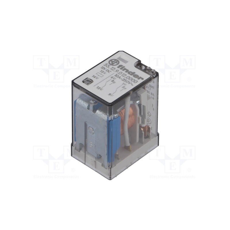 1 pcs x FINDER - 55.12.9.012.0000 - Relay: electromagnetic, DPDT, 12VDC, Icontacts max: 20A, PCB, 140Ω