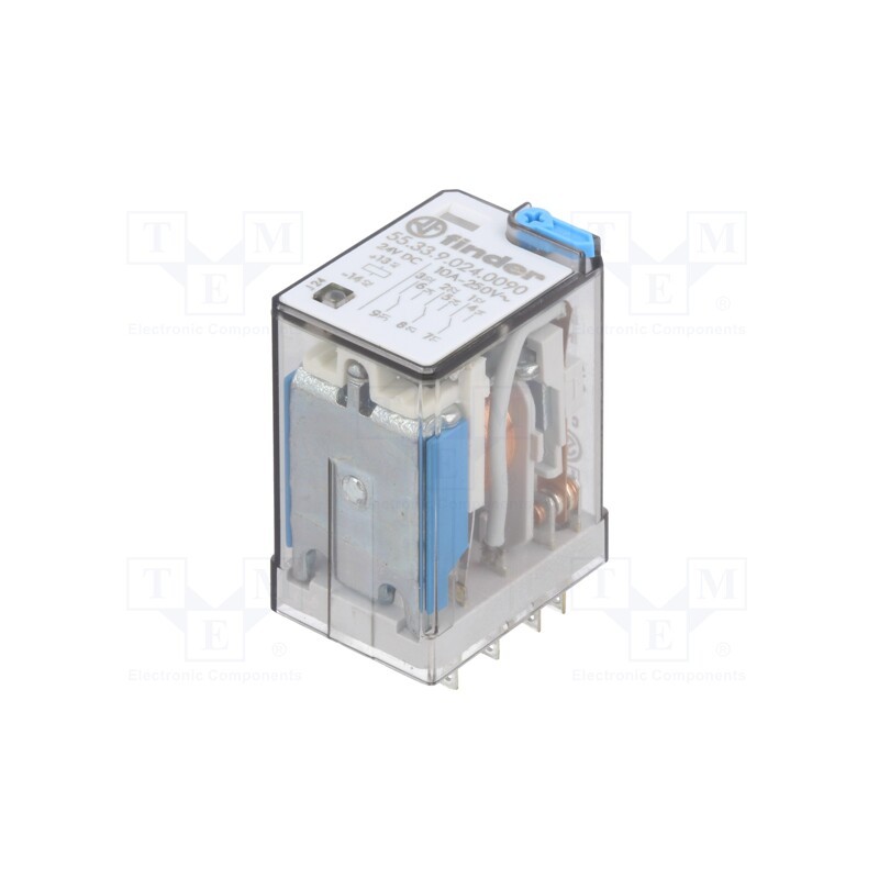 1 pcs x FINDER - 55.33.9.024.0090 - Relay: electromagnetic, 3PDT, Ucoil: 24VDC, Icontacts max: 20A