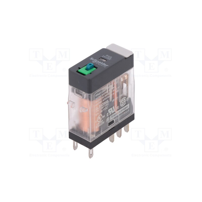 1 pcs x SCHNEIDER ELECTRIC - RXG21BD - Relay: electromagnetic, DPDT, Ucoil: 24VDC, 5A, 5A/250VAC, 5A/30VDC