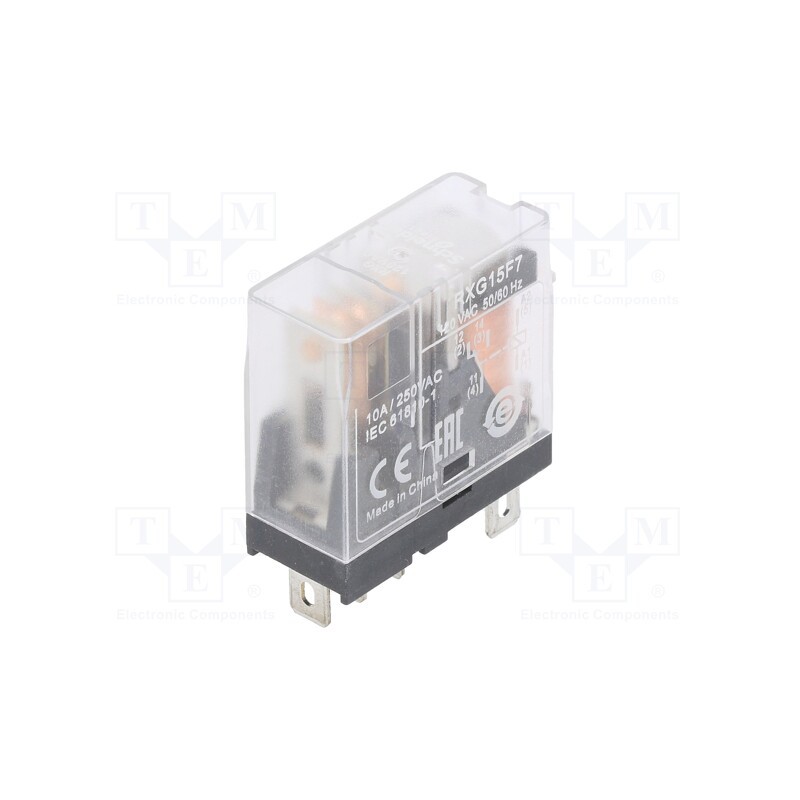 1 pcs x SCHNEIDER ELECTRIC - RXG15F7 - Relay: electromagnetic, SPDT, Ucoil: 120VAC, 10A, 10A/250VAC, 100mΩ