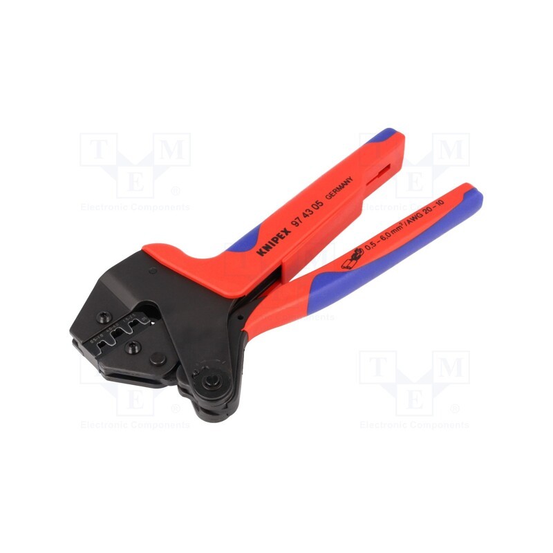 1 pcs x KNIPEX - 97 43 05 - Tool: for crimping, non-insulated terminals 4,8mm, 0.5÷6mm2