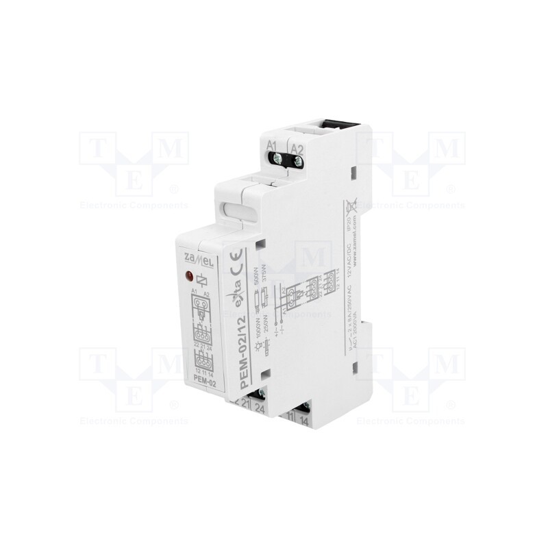 1 pcs x ZAMEL - PEM-02/012 - Relay: installation, monostable, DPDT, Ucoil: 12VAC,12VDC, 8A, IP20
