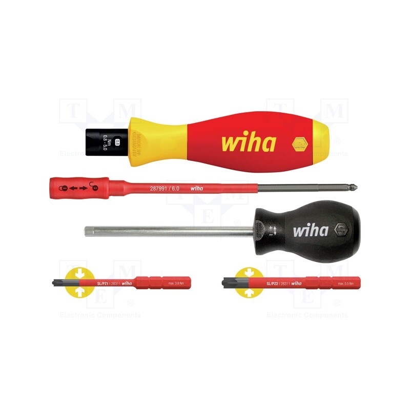 1 set x WIHA - 38074 - Kit: screwdrivers, torque,insulated, 1kVAC, TorqueVario®-S