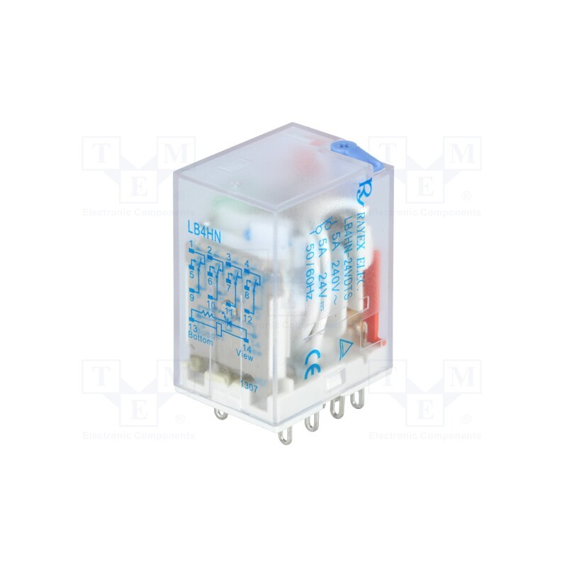 1 pcs x Recoy/RAYEX ELECTRONICS - LB4HN-24DTS - Relay: electromagnetic, 4PDT, Ucoil: 24VDC, Icontacts max: 5A, 1.1W