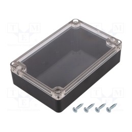 1 pcs x MASZCZYK - KM-178BKTRC - Enclosure: multipurpose, X: 90mm, Y: 135mm, Z: 35mm, ABS, black, IP65