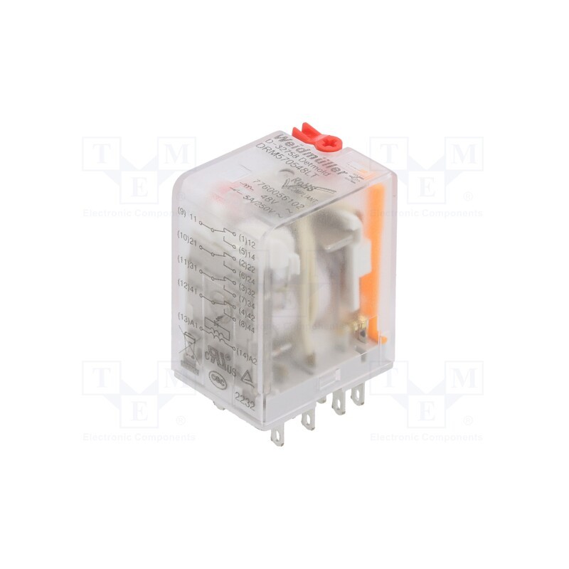 1 pcs x WEIDMu00dcLLER - 7760056102 - Relay: electromagnetic, 4PDT, Ucoil: 48VAC, Icontacts max: 5A, IP20