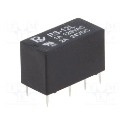 1 pcs x Recoy/RAYEX ELECTRONICS - RS-12-L - Relay: electromagnetic, DPDT, Ucoil: 12VDC, Icontacts max: 2A, PCB
