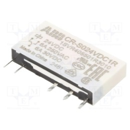 1 pcs x ABB - 1SVR405501R3010 - Relay: miniature, SPDT, Ucoil: 24VDC, socket,THT, Series: CR-S