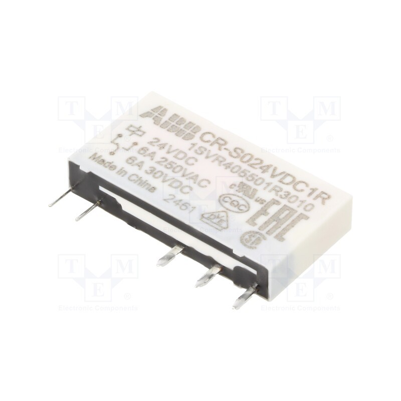 1 pcs x ABB - 1SVR405501R3010 - Relay: miniature, SPDT, Ucoil: 24VDC, socket,THT, Series: CR-S