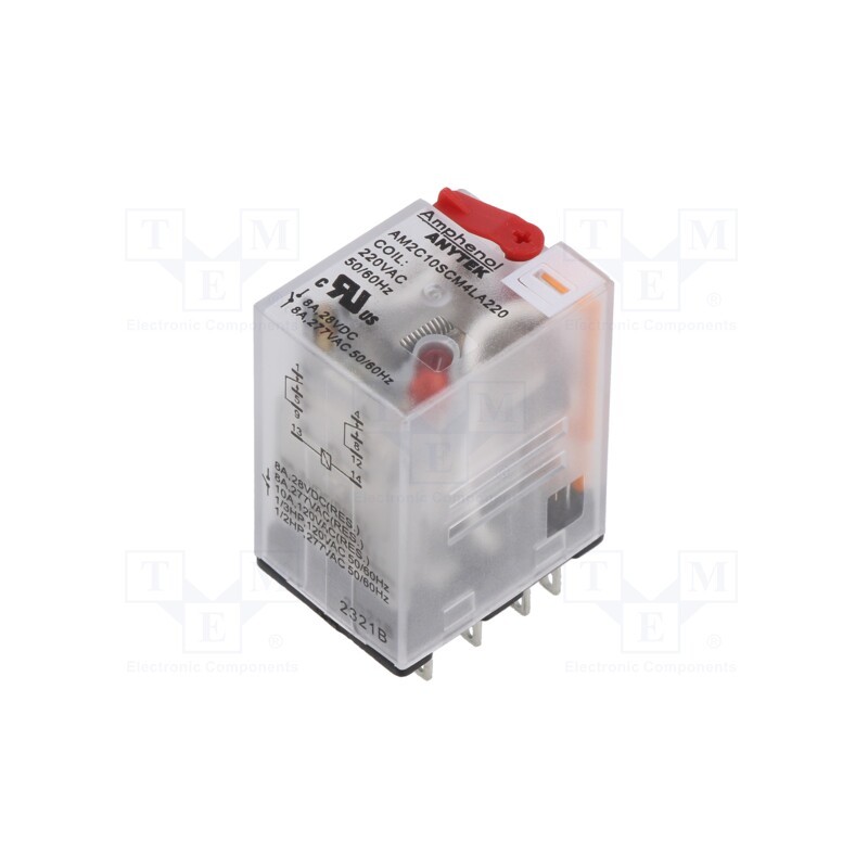 1 pcs x AMPHENOL ANYTEK - AM2C10SCM4LA22000G - Relay: electromagnetic industrial, DPDT, 220VAC, 10A/240VAC, 15kΩ