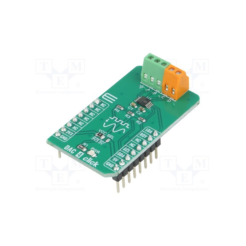 1 pcs x MIKROE - DAC 4 CLICK - Click board, D/A converter, GPIO,I2C, MCP4728, prototype board