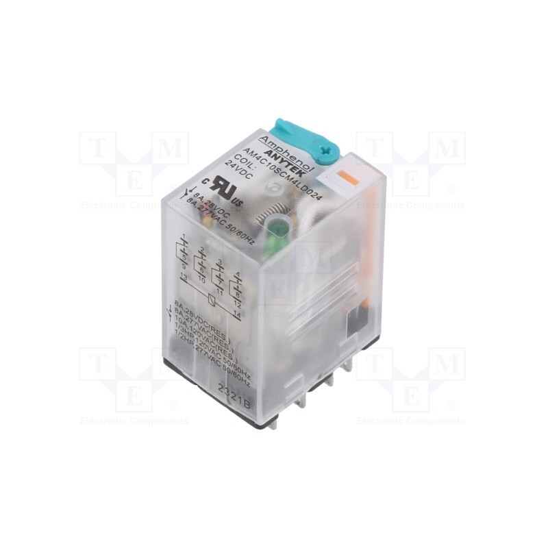 1 pcs x AMPHENOL ANYTEK - AM4C10SCM4LD02400G - Relay: electromagnetic industrial, 4PDT, 24VDC, 10A/240VAC, 650Ω
