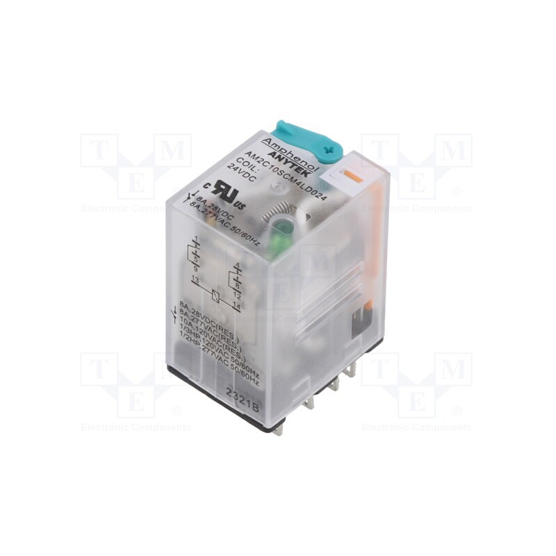 1 pcs x AMPHENOL ANYTEK - AM2C10SCM4LD02400G - Relay: electromagnetic industrial, DPDT, 24VDC, 10A/240VAC, 650Ω