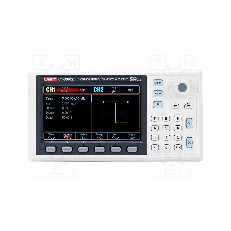1 pcs x UNI-T - UTG962E - Generator: arbitrary, function, 60MHz, LCD TFT 4,3', 480x272