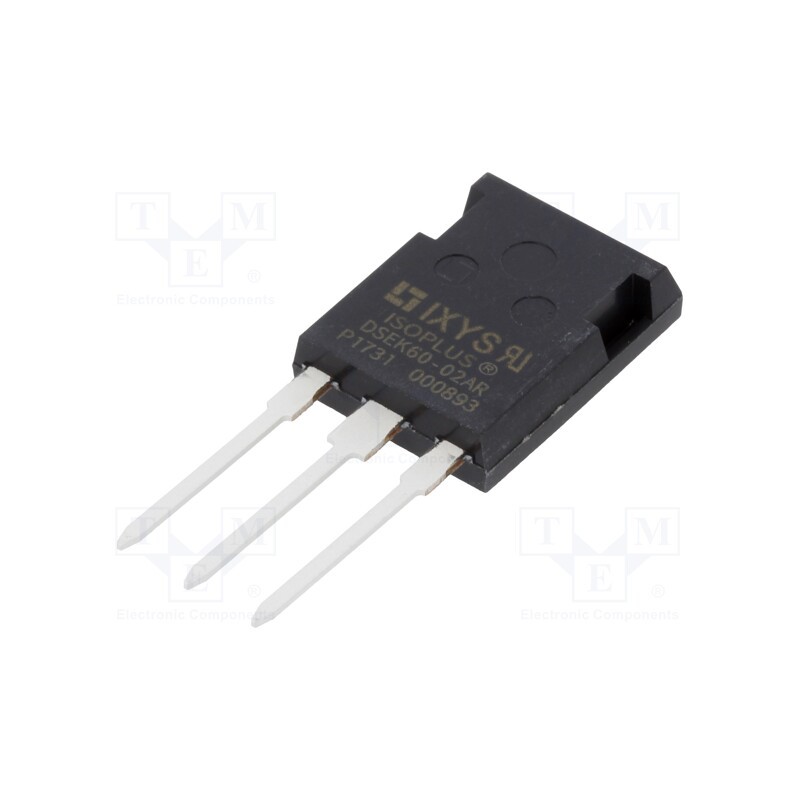 1 pcs x IXYS - DSEK60-02AR - Diode: rectifying, THT, 200V, 34Ax2, , Ifsm: 325A, ISOPLUS247™