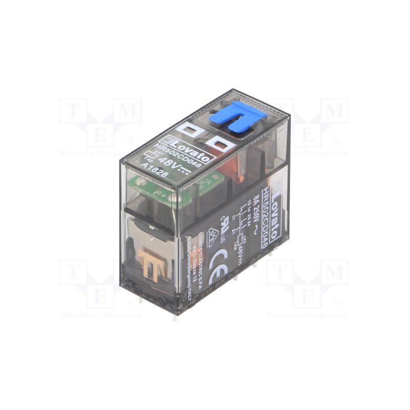 1 pcs x LOVATO ELECTRIC - HR502CD048 - Relay: electromagnetic, DPDT, Ucoil: 48VDC, 8A, 8A/250VAC, 8A/30VDC