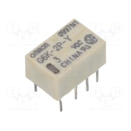 1 pcs x OMRON OCB - G6K-2P-Y DC3 - Relay: electromagnetic, DPDT, Ucoil: 3VDC, Icontacts max: 1A, PCB