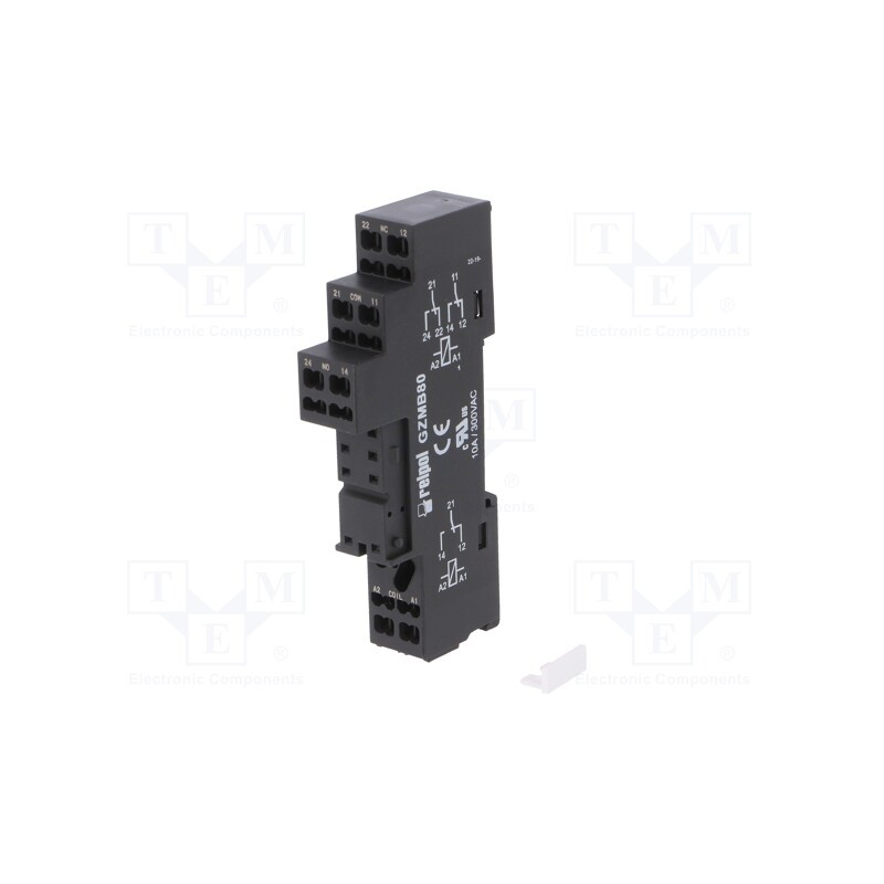1 pcs x RELPOL - GZMB80 - Socket, PIN: 8, 10A, 300VAC, for DIN rail mounting, spring clamps