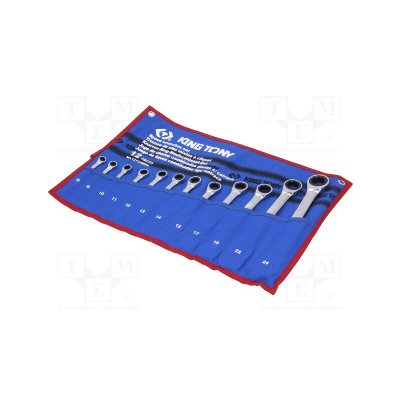 1 set x KING TONY - 12112MRN - Wrenches set, combination spanner,with ratchet, 12pcs.