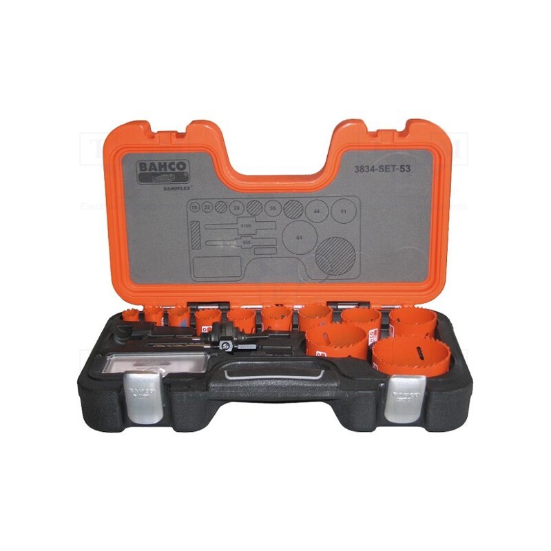 1 set x BAHCO - 3834-SET-53 - Hole saw set, case, 13pcs.