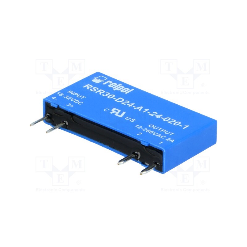 1 pcs x RELPOL - RSR30-D24-A1-24-020-1 - Relay: solid state, Ucntrl: 18÷32VDC, Icntrl max: 7.7mA, 2A, 0.1ms