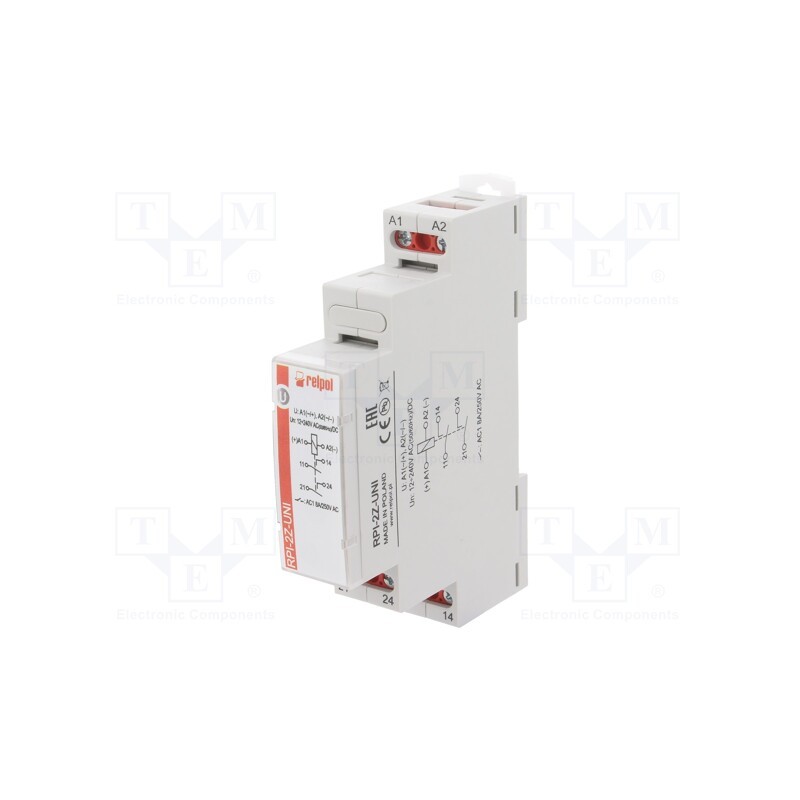 1 pcs x RELPOL - RPI-2Z-UNI - Relay: installation, monostable, DPST-NO, 8A, Uswitch: max.300VAC