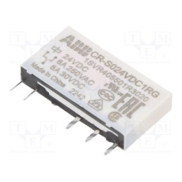1 pcs x ABB - 1SVR405501R3020 - Relay: miniature, SPDT, Ucoil: 24VDC, socket,THT, Series: CR-S
