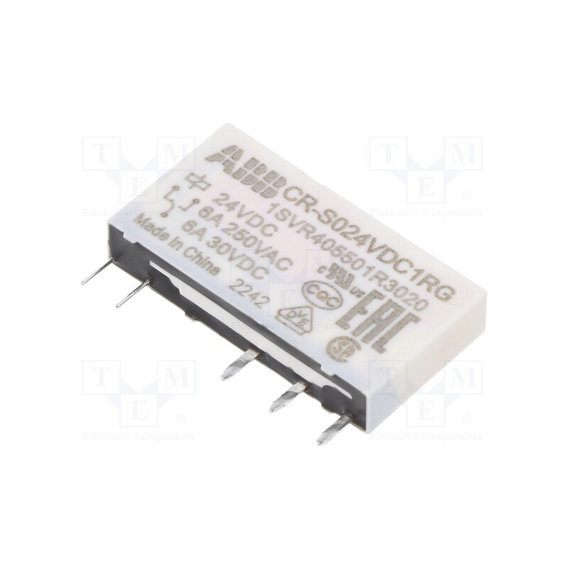 1 pcs x ABB - 1SVR405501R3020 - Relay: miniature, SPDT, Ucoil: 24VDC, socket,THT, Series: CR-S