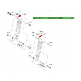 Rubber bushing of the upper shock absorber Kawasaki KVF750 Brute Force