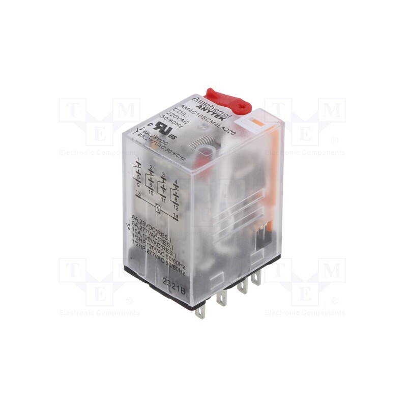 1 pcs x AMPHENOL ANYTEK - AM4C10SCM4LA22000G - Relay: electromagnetic industrial, 4PDT, 220VAC, 10A/240VAC, 15kΩ