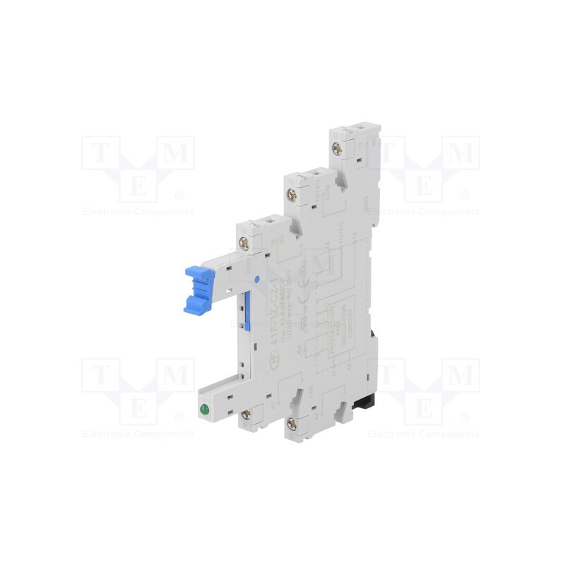 1 pcs x HONGFA RELAY - 41F-1Z-C2-1 - Socket, PIN: 5, 6A, 250VAC, for DIN rail mounting, screw terminals