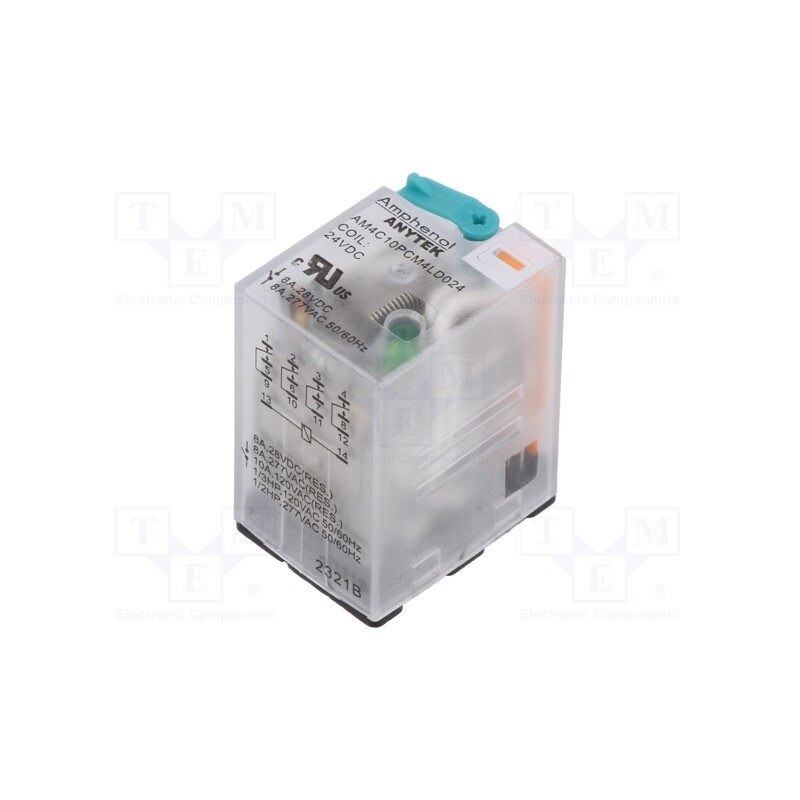 1 pcs x AMPHENOL ANYTEK - AM4C10PCM4LD02400G - Relay: electromagnetic industrial, 4PDT, 24VDC, 5A/277VAC, PCB