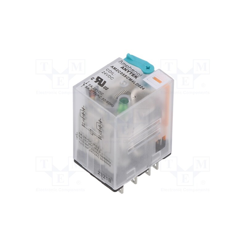1 pcs x AMPHENOL ANYTEK - AM2C05SCM4LD02400G - Relay: electromagnetic industrial, DPDT, 24VDC, Icontacts max: 5A