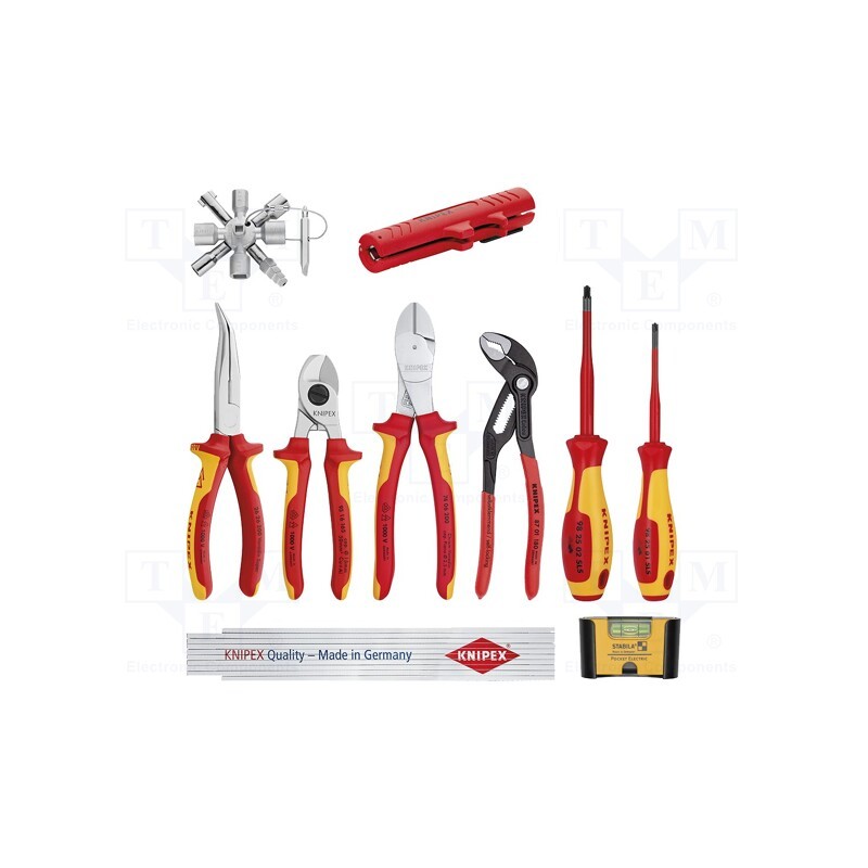 1 set x KNIPEX - 00 20 90 V01 - Kit: general purpose, for electricians, 10pcs.