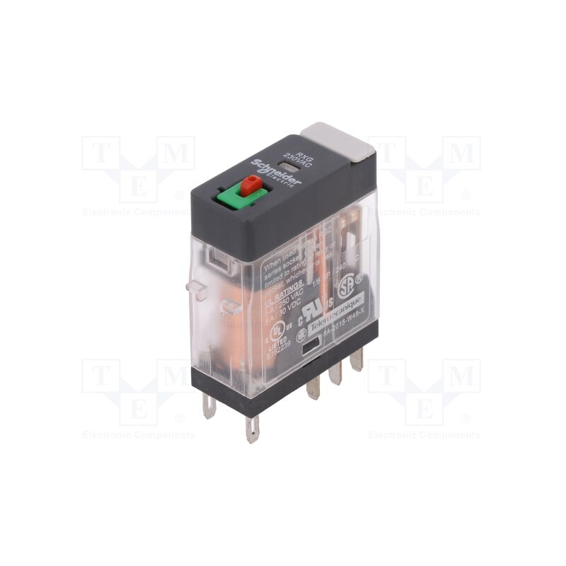 1 pcs x SCHNEIDER ELECTRIC - RXG21P7 - Relay: electromagnetic, DPDT, Ucoil: 230VAC, 5A, 5A/250VAC, socket