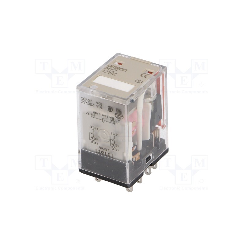 1 pcs x OMRON - MY2 12VAC (S) - Relay: electromagnetic, DPDT, Ucoil: 12VAC, Icontacts max: 10A
