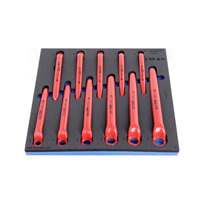 1 set x UNIOR - 621784 - Wrenches set, insulated,single sided,box, 11pcs.