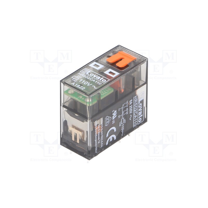 1 pcs x LOVATO ELECTRIC - HR502CA110 - Relay: electromagnetic, DPDT, Ucoil: 110VAC, 8A, 8A/250VAC, socket