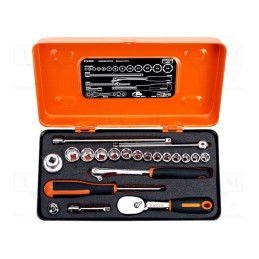 1 set x BAHCO - 6721NM - Wrenches set, 6-angles,socket spanner, Mounting: 1/4', 21pcs.