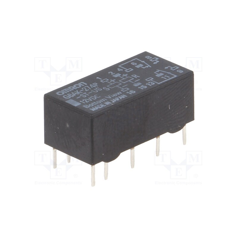 1 pcs x OMRON OCB - G6AK-274P-ST-US 12VDC - Relay: electromagnetic, DPDT, Ucoil: 12VDC, Icontacts max: 2A, PCB