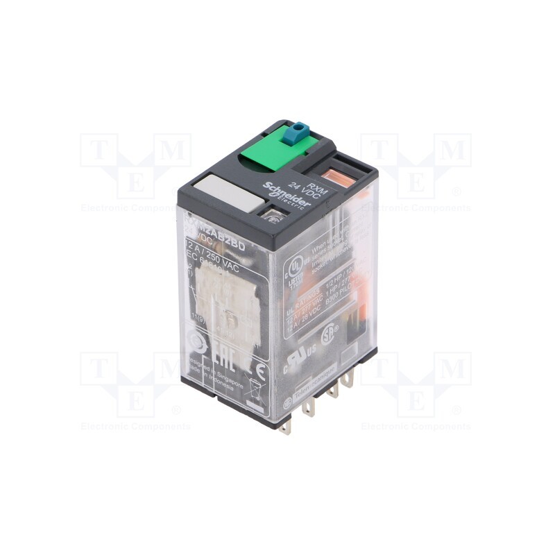 1 pcs x SCHNEIDER ELECTRIC - RXM2AB2BD - Relay: electromagnetic, DPDT, Ucoil: 24VDC, Icontacts max: 12A