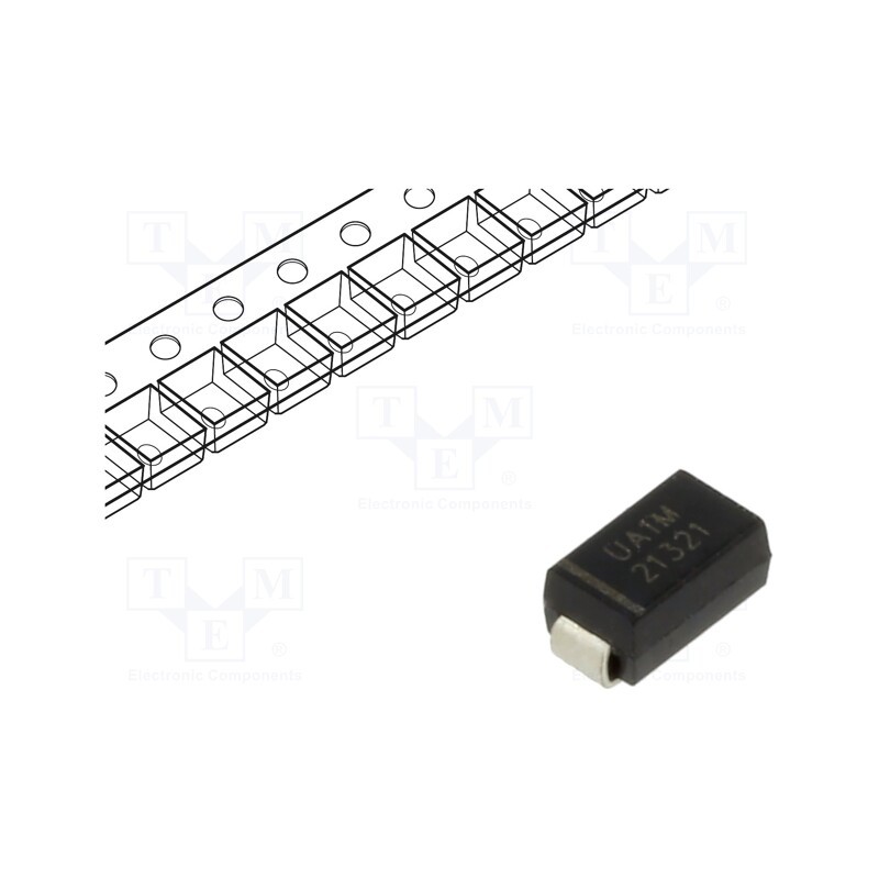 10 pcs x SMC DIODE SOLUTIONS - UA1MTR - Diode: rectifying, SMD, 1kV, 1A, 75ns, SMA, Ufmax: 1.7V, Ir: 3uA