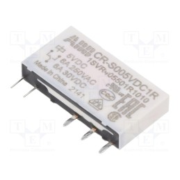 1 pcs x ABB - 1SVR405501R1010 - Relay: miniature, SPDT, Ucoil: 5VDC, socket,THT, Series: CR-S