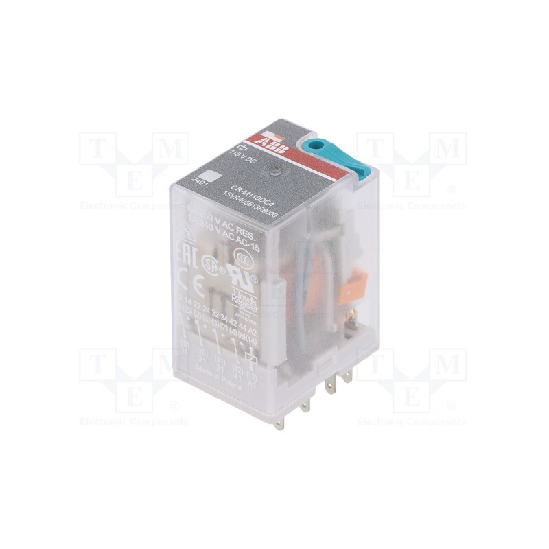 1 pcs x ABB - 1SVR405613R8000 - Relay: electromagnetic, 4PDT, Ucoil: 110VDC, Icontacts max: 6A
